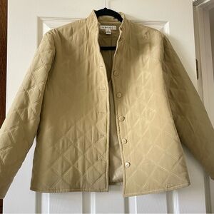 RAFAEL Quilted 100% Silk Jacket Women’s M Crop Lightweight Button Up Beige Tan